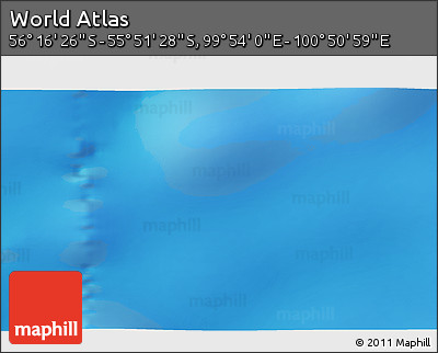 Physical 3D Map of the Area around 56° 3' 57" S, 100° 22' 30" E