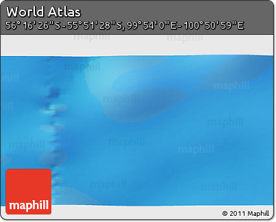Physical 3D Map of the Area around 56° 3' 57" S, 100° 22' 30" E