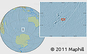 Savanna Style Location Map of the area around 56° 3' 57" S, 100° 22' 30" E, hill shading