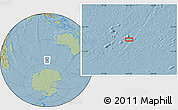 Savanna Style Location Map of the area around 56° 3' 57" S, 101° 13' 29" E, hill shading