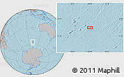 Gray Location Map of the area around 56° 3' 57" S, 102° 4' 29" E, hill shading