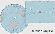 Gray Location Map of the area around 56° 3' 57" S, 102° 55' 30" E, hill shading