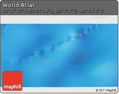 Physical 3D Map of the Area around 56° 3' 57" S, 105° 28' 29" E