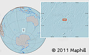 Gray Location Map of the area around 56° 3' 57" S, 107° 10' 30" E, hill shading