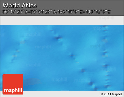 Physical 3D Map of the Area around 56° 3' 57" S, 109° 43' 29" E