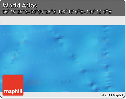 Physical 3D Map of the Area around 56° 3' 57" S, 109° 43' 29" E