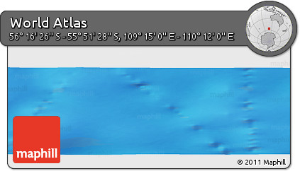 Physical Panoramic Map of the Area around 56° 3' 57" S, 109° 43' 29" E