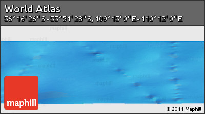 Physical Panoramic Map of the Area around 56° 3' 57" S, 109° 43' 29" E