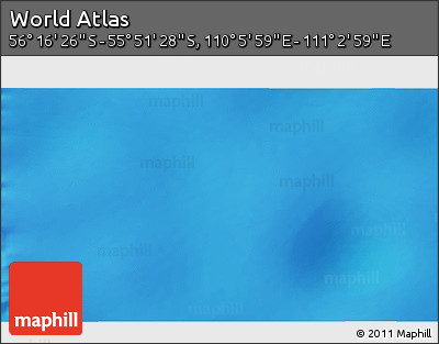 Physical 3D Map of the Area around 56° 3' 57" S, 110° 34' 29" E