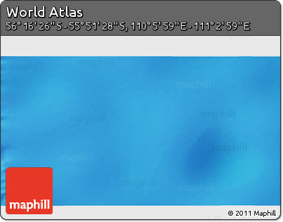 Physical 3D Map of the Area around 56° 3' 57" S, 110° 34' 29" E