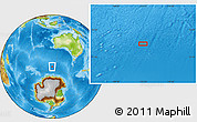 Physical Location Map of the area around 56° 3' 57" S, 112° 16' 30" E