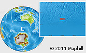 Physical Location Map of the area around 56° 3' 57" S, 119° 4' 29" E