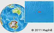 Physical Location Map of the area around 56° 3' 57" S, 121° 37' 30" E