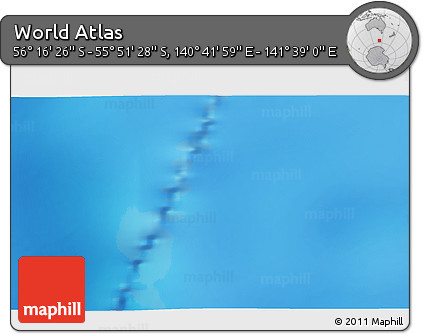 Physical 3D Map of the Area around 56° 3' 57" S, 141° 10' 30" E