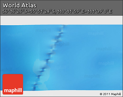 Physical 3D Map of the Area around 56° 3' 57" S, 141° 10' 30" E