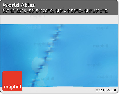 Physical 3D Map of the Area around 56° 3' 57" S, 141° 10' 30" E