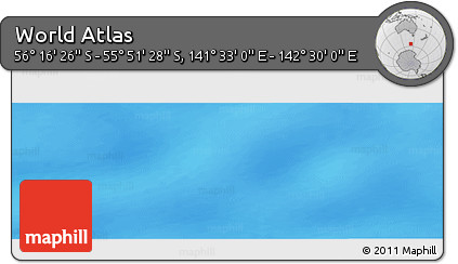 Physical Panoramic Map of the Area around 56° 3' 57" S, 142° 1' 30" E