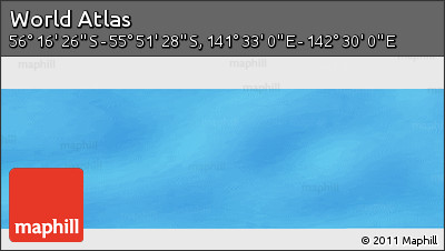 Physical Panoramic Map of the Area around 56° 3' 57" S, 142° 1' 30" E