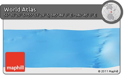 Physical Panoramic Map of the Area around 56° 3' 57" S, 146° 16' 30" E