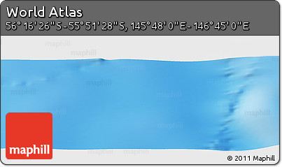 Physical Panoramic Map of the Area around 56° 3' 57" S, 146° 16' 30" E