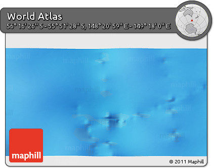 Physical 3D Map of the Area around 56° 3' 57" S, 148° 49' 29" E