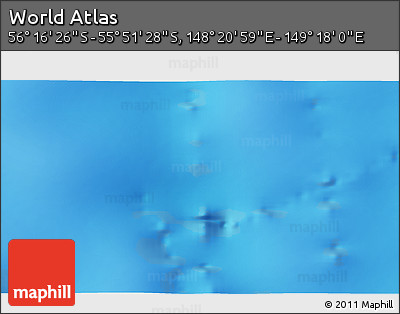 Physical 3D Map of the Area around 56° 3' 57" S, 148° 49' 29" E