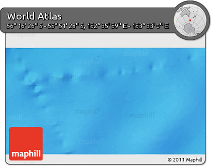 Physical 3D Map of the Area around 56° 3' 57" S, 153° 4' 29" E