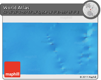 Physical 3D Map of the Area around 56° 3' 57" S, 154° 46' 30" E