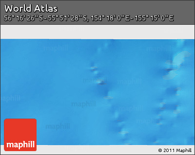 Physical 3D Map of the Area around 56° 3' 57" S, 154° 46' 30" E