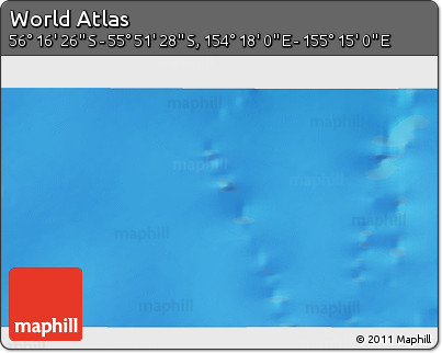 Physical 3D Map of the Area around 56° 3' 57" S, 154° 46' 30" E