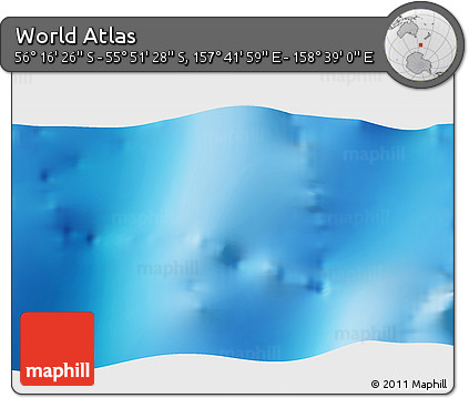 Physical 3D Map of the Area around 56° 3' 57" S, 158° 10' 30" E