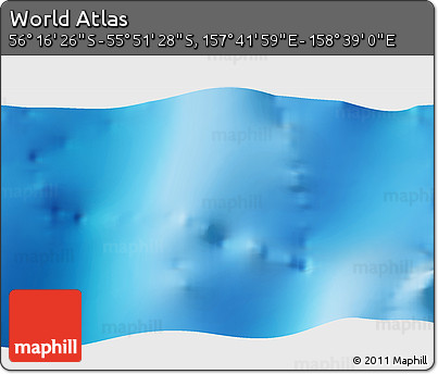 Physical 3D Map of the Area around 56° 3' 57" S, 158° 10' 30" E