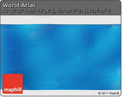 Physical 3D Map of the Area around 56° 3' 57" S, 164° 7' 30" E