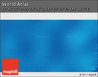 Physical 3D Map of the Area around 56° 3' 57" S, 174° 19' 29" E