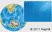 Physical Location Map of the area around 56° 3' 57" S, 36° 37' 30" E