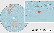 Gray Location Map of the area around 56° 3' 57" S, 45° 58' 30" E, hill shading
