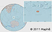 Gray Location Map of the area around 56° 3' 57" S, 46° 49' 30" E, hill shading