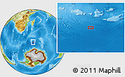 Physical Location Map of the area around 56° 3' 57" S, 46° 49' 30" E