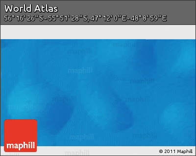 Physical 3D Map of the Area around 56° 3' 57" S, 47° 40' 29" E