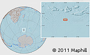 Gray Location Map of the area around 56° 3' 57" S, 47° 40' 29" E, hill shading