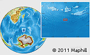 Physical Location Map of the area around 56° 3' 57" S, 47° 40' 29" E