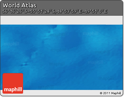 Physical 3D Map of the Area around 56° 3' 57" S, 49° 22' 30" E