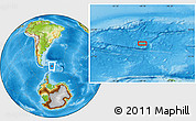 Physical Location Map of the area around 56° 3' 57" S, 49° 13' 30" W