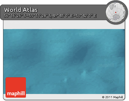 Satellite 3D Map of the Area around 56° 3' 57" S, 50° 13' 30" E