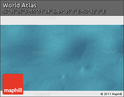 Satellite 3D Map of the Area around 56° 3' 57" S, 50° 13' 30" E
