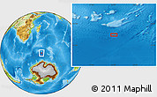 Physical Location Map of the area around 56° 3' 57" S, 51° 4' 30" E