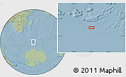 Savanna Style Location Map of the area around 56° 3' 57" S, 51° 4' 30" E, hill shading