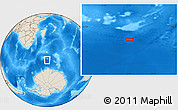 Shaded Relief Location Map of the area around 56° 3' 57" S, 51° 4' 30" E