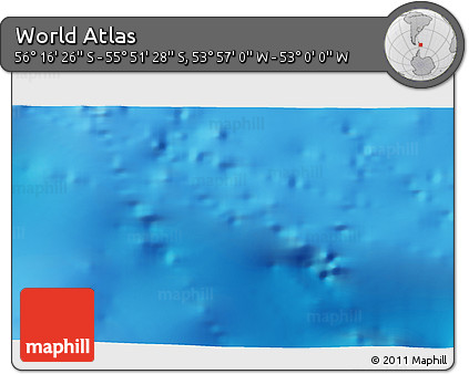 Physical 3D Map of the Area around 56° 3' 57" S, 53° 28' 30" W