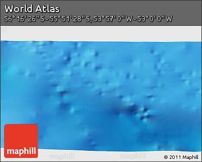 Physical 3D Map of the Area around 56° 3' 57" S, 53° 28' 30" W